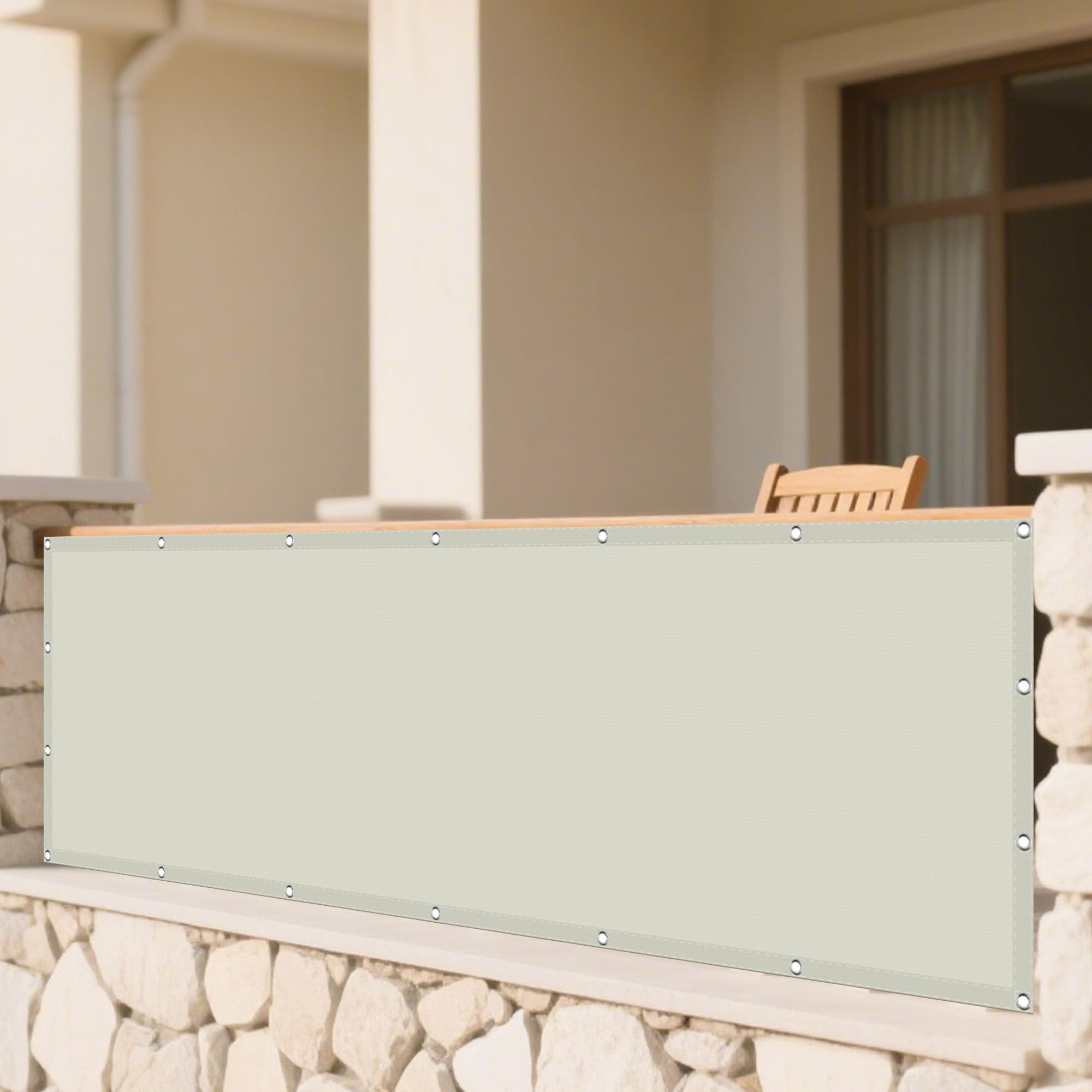 Voile d'ombrage rectangulaire extérieur blanc cassé pour jardin