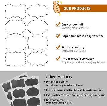 200 Pcs Labels for Jars, Pantry Labels, Food Label Stickers, Reusable Chalkboard Labels for Kitchen, Bottles, Food Containers (2 x 1.38 inch)