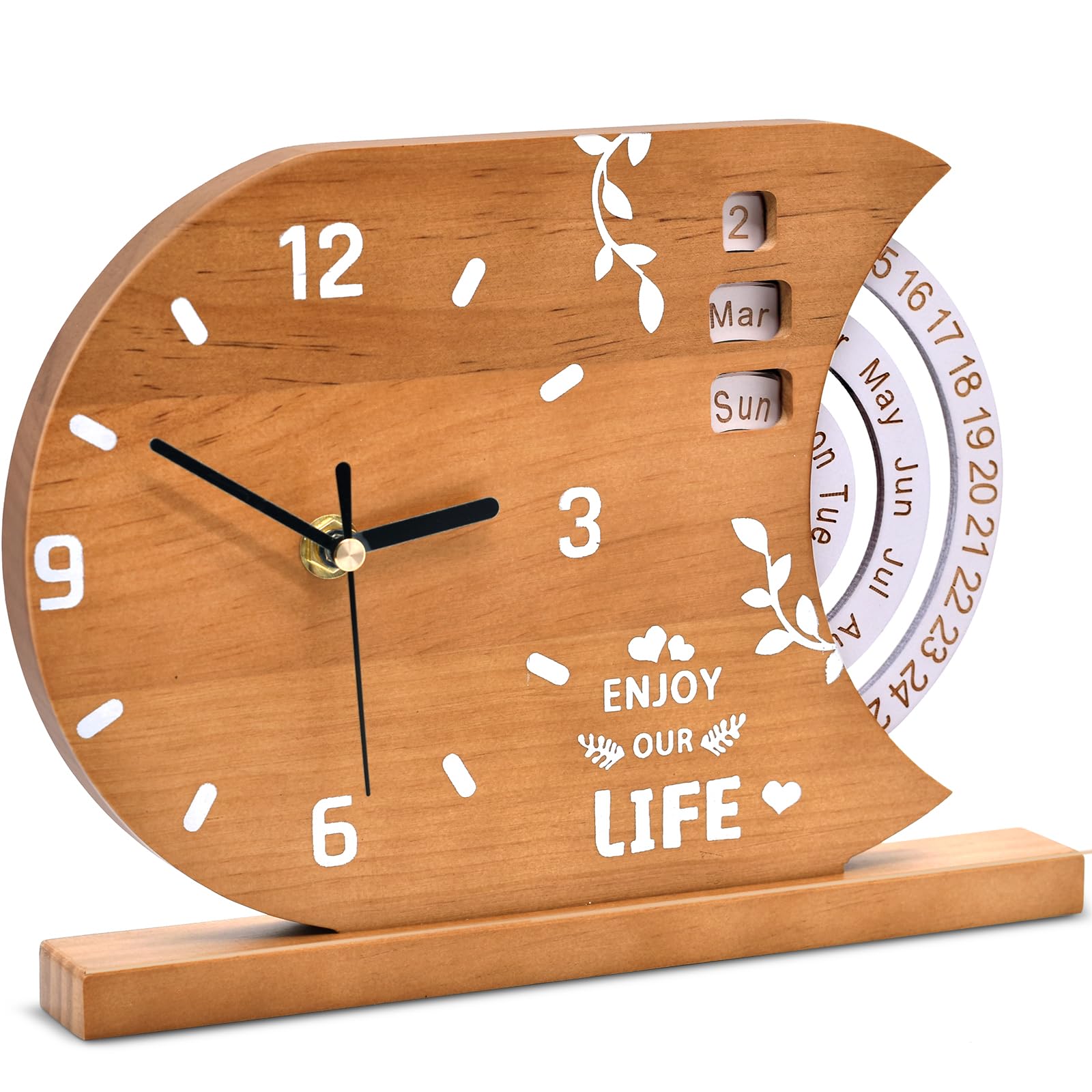 Amazon.com: Oxmidud 2-in-1 Natural Wood Desk Clock & Calendar