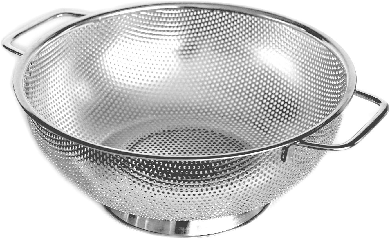 Cucinare Stainless Steel Colander 5-Quart Strainer for Cooking and Kitchen Use(Large)