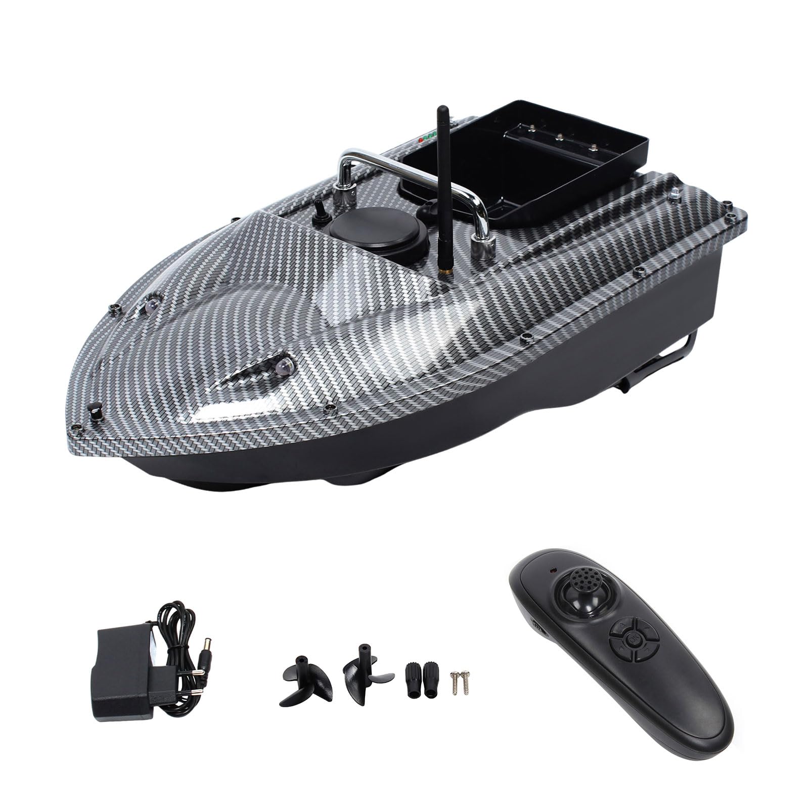 500M Futterboot, Köderboot mit Fernsteuerung, Tragbar RC Futterboote, Nachtangeln Fischköder mit LED-Licht, Futterboot Angeln für FlüSsen, Seen Oder Seichtem Wasser