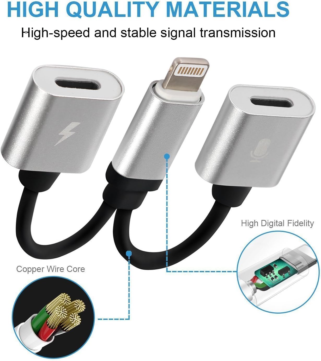Tenwow Compatible Headphone Jack Adapter Audio+Charge+Phone Call+Volume Control Replacement for Phone 7/7P/8/8P/X