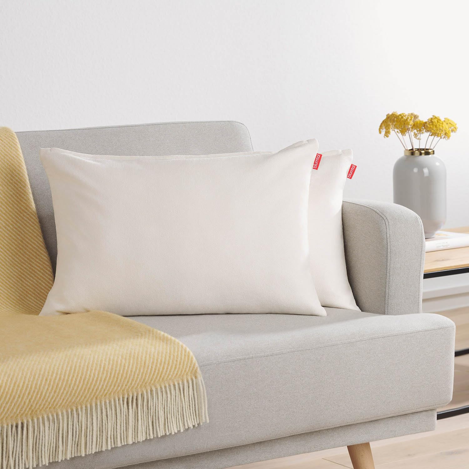Blumtal Federe Cuscini Divano in Ciniglia, Copricuscini Divano, Federe Cuscino Divano, 2 Pezzi, 40 x 60cm, Bianco