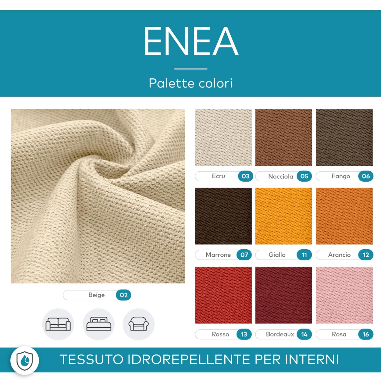 DESHOME Enea 30 Meter Sofastoff, wasserabweisend, strapazierfähige Stoffe und Stoffe als Meterware für Sofas, Stühle, Kissen, Innenpolster schwarz