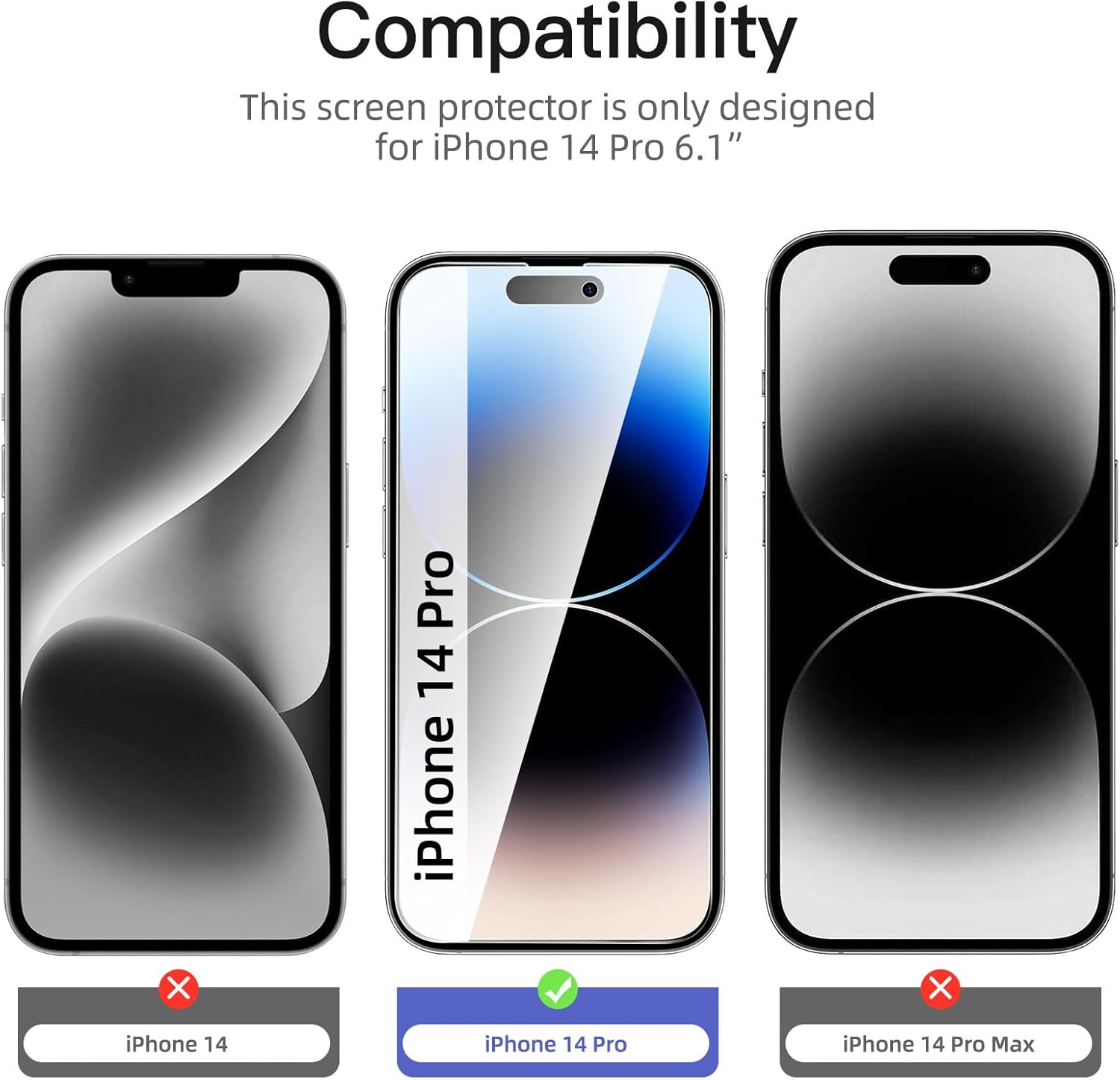NEW'C 3 Pack Privacy for iPhone 14 Pro Screen Protector (6.1 inches), Anti-Spy Tempered Glass Film,Case Friendly Ultra Resistant, Balanced 28-Degree Privacy Angle - Easy installation tool included 14 Pro-6.1 inches Black