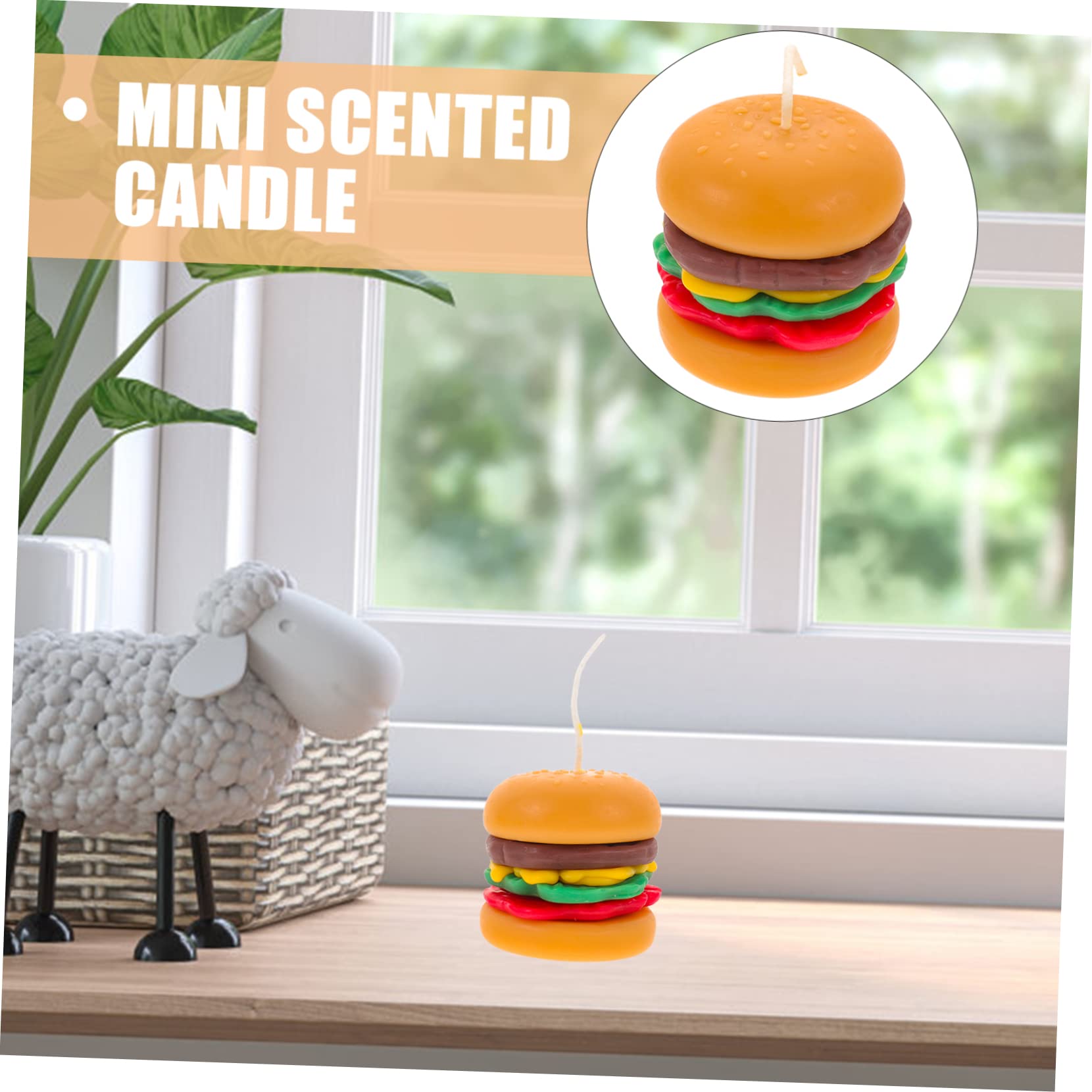 Alipis 2 Stück Mini-Burgerkerzen geformte Kerzen Bequeme Teelichter künstlicher Hamburger küchendekoration Living Room Decoration Duftkerze nach Paraffin Kerzen in Dessertform Mini-Kerze