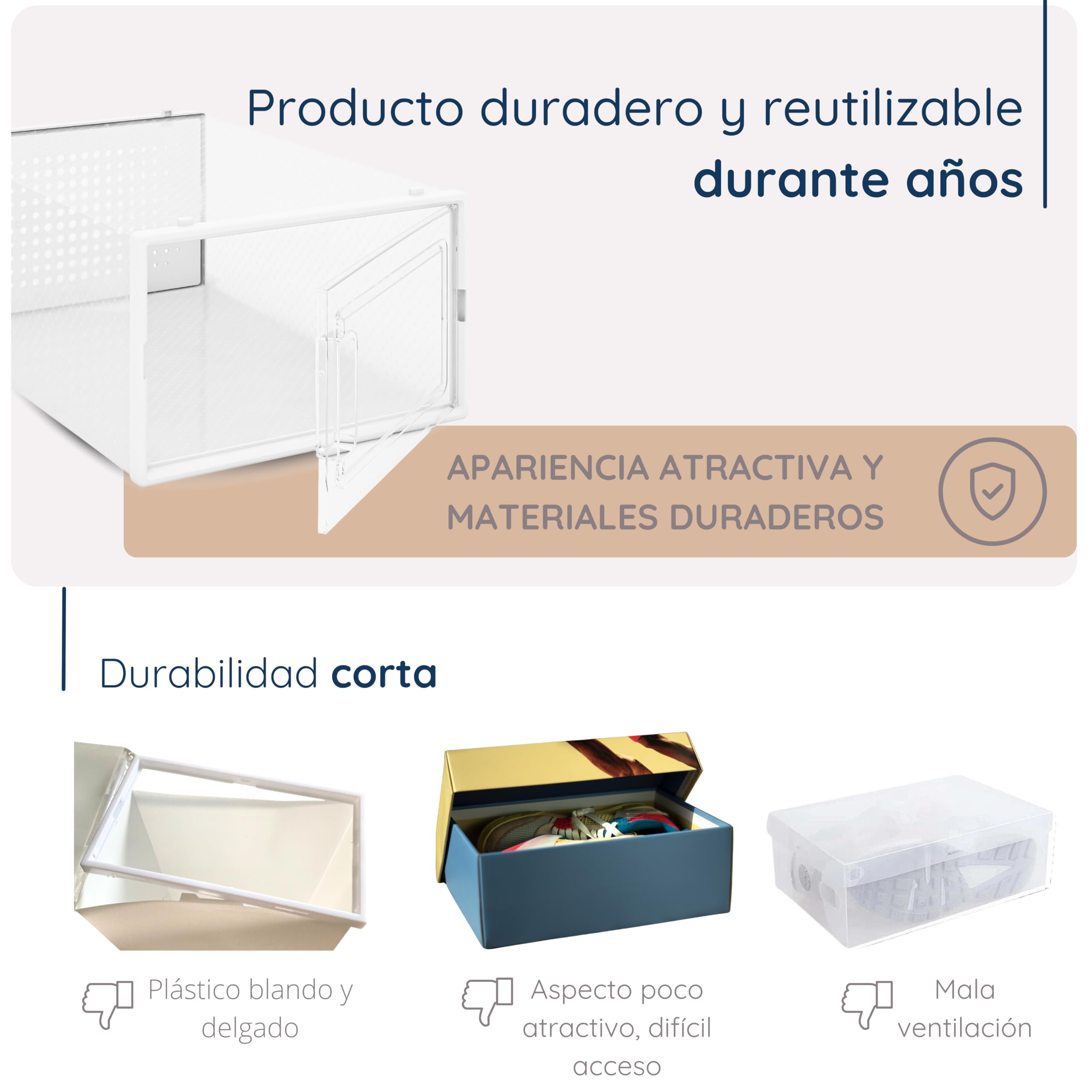 4CONVY Cajas de zapatos apilables plegables - Cajas de almacenamiento de zapatos duraderas - Organizador de zapatos - Cajas transparentes de plástico para armario dormitorio pasillo 6 unidades