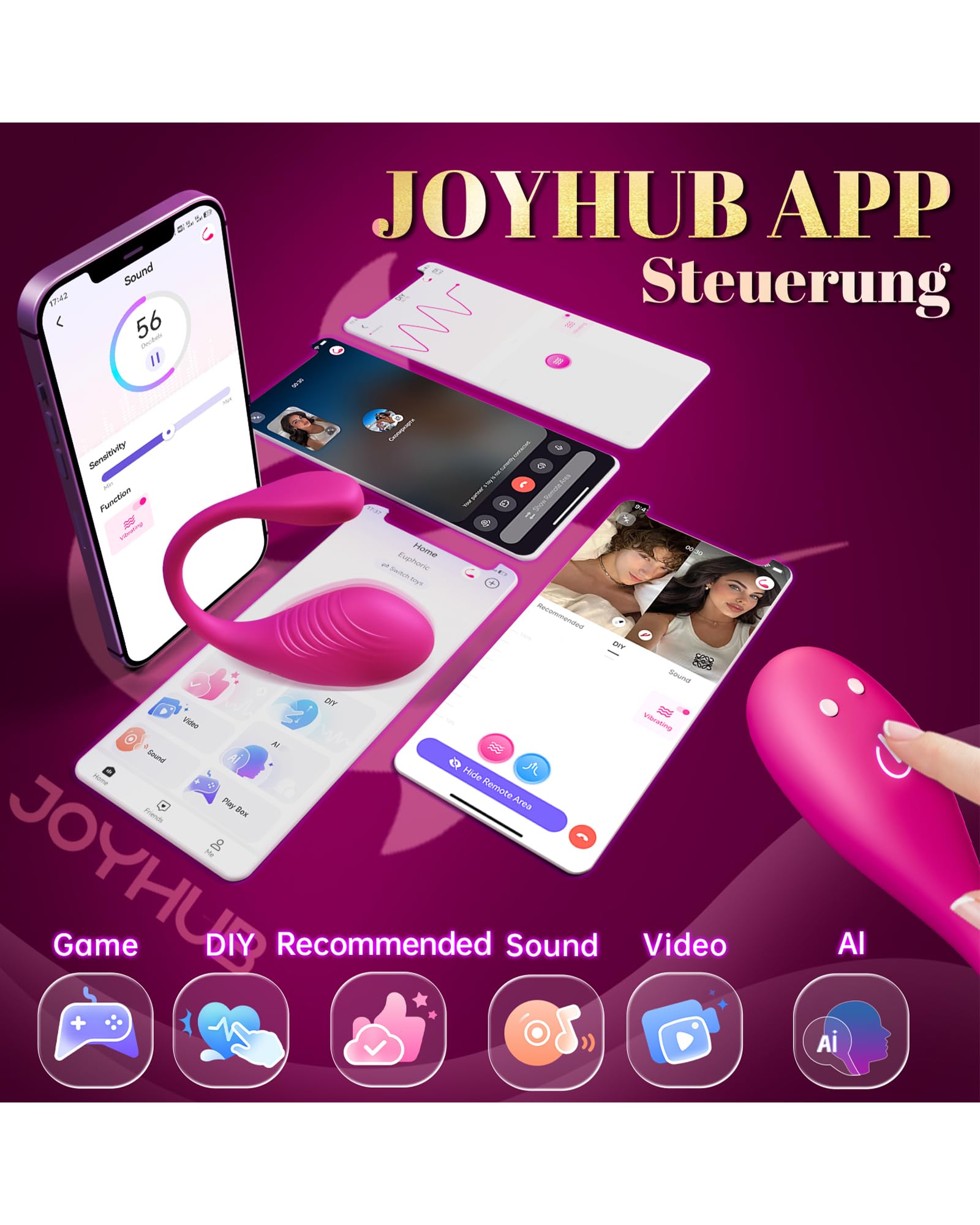 Vibromasseurs Sex Toýs Femme avec APP, Vibromasseurs Feminin à Distance Sex Toys avec 9 Vibration, Oeuf Vibrant à Distance Sex Toýs Couple Cathéter et sonde urinaire