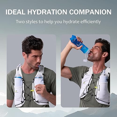 Miniatura 4 de N NEVO RHINO Botella de agua para correr de TPU de 17 oz16.9 fl oz con popote para hidratación, paquete de chaleco plegable, suave para senderismo,