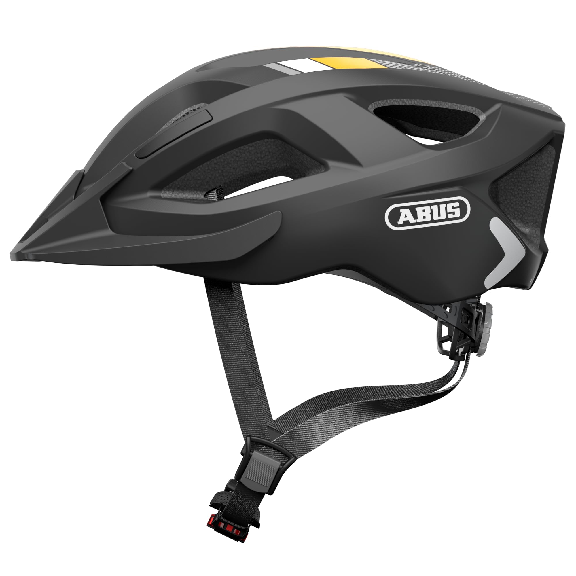 ABUS Casco de Bicicleta Aduro 2.0 con Luz, Negro / Naranja, Talla M | Casco polivalente deportivo urbano, unión In-Mold, sistema Zoom Evo Adult y reflectores