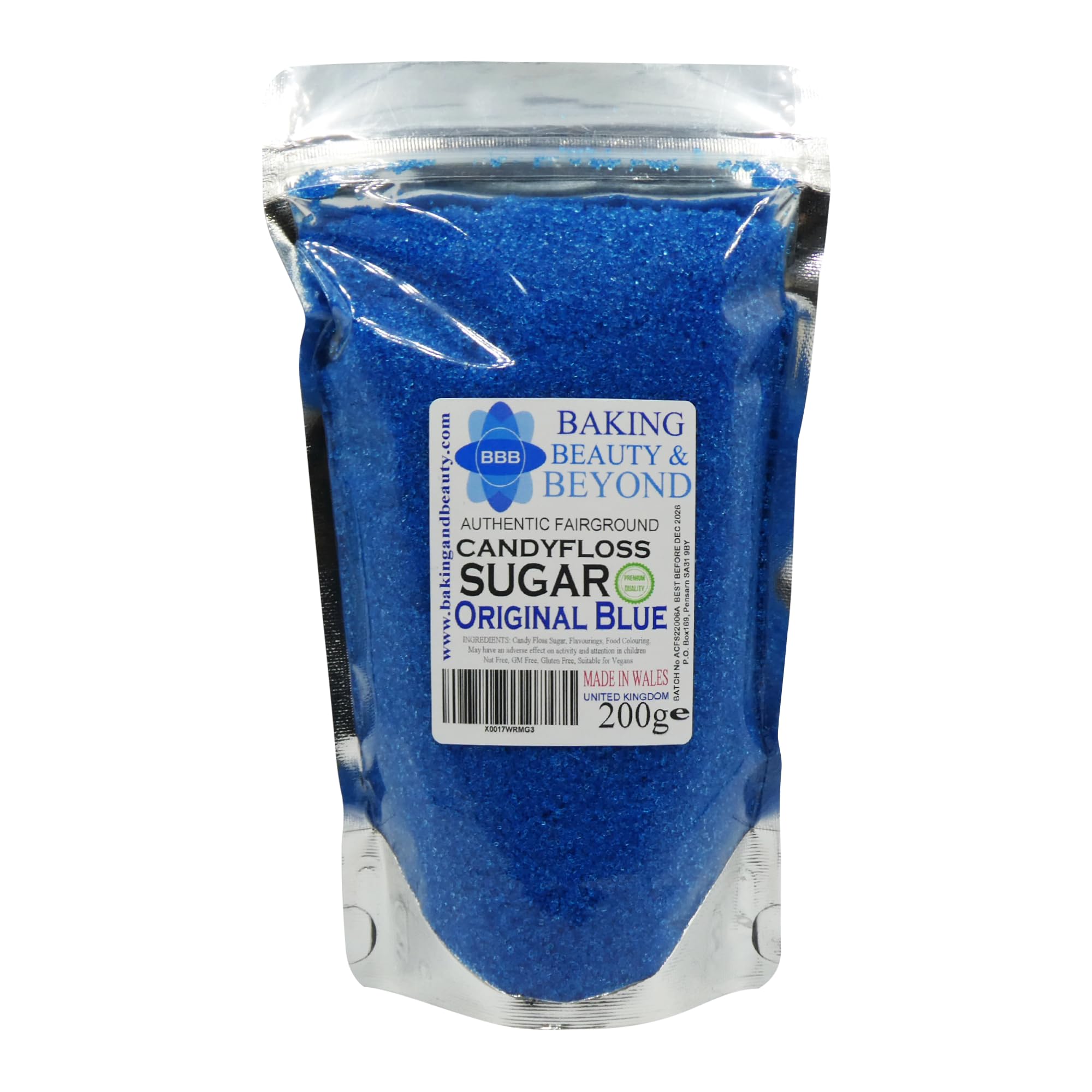 Baking Beauty and Beyond Premium Candy Floss Sugar 200g - Original Blue Flavour