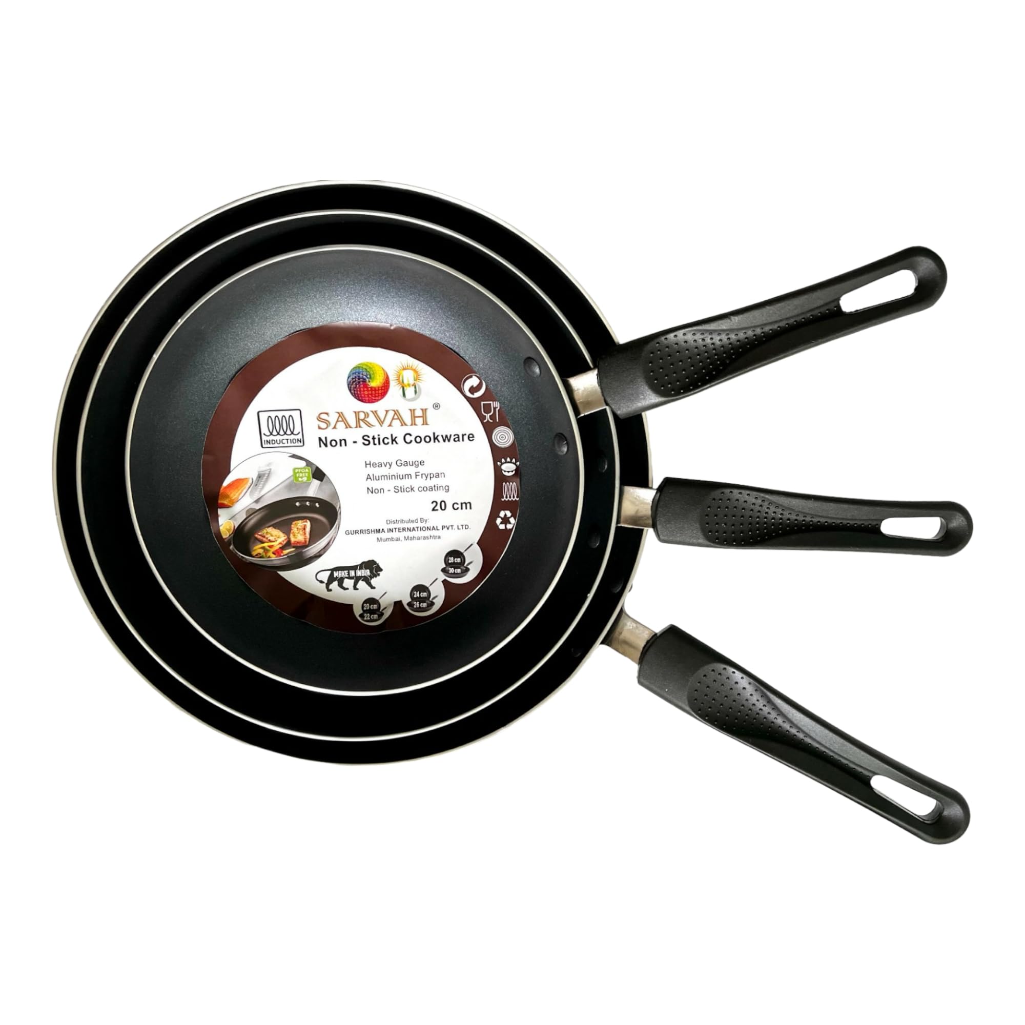 Sarvah Non-Stick Frying Pan with Induction Base - Scratch-Resistant - Stainless Steel with Ceramic Coating (30cm)
