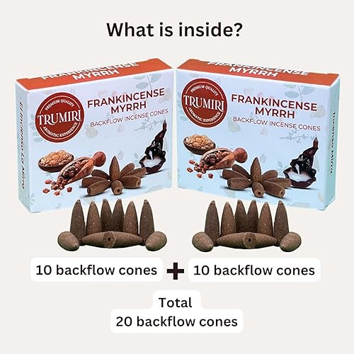 Miniatura 2 de Conos de incienso de mirra de incienso  Total de 20 conos de incienso en cascada  Paquete doble de 10 conos de incienso de reflujo  Conos de