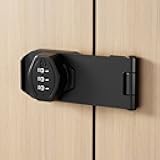 ETEKJOY Cabinet Lock Keyless 3-Digit Password Combination Code Hasp Latch Lock Twist Knob Wooden Drawer Cupboard (Black, 4 inch)
