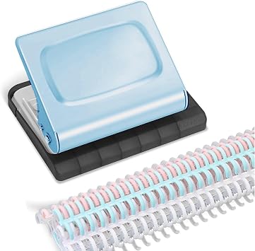 Planner Hole Punch Binding Machine 10 Hole with 10 Multi-Color Binder Rings, 30 Holes on A4, 20 A5