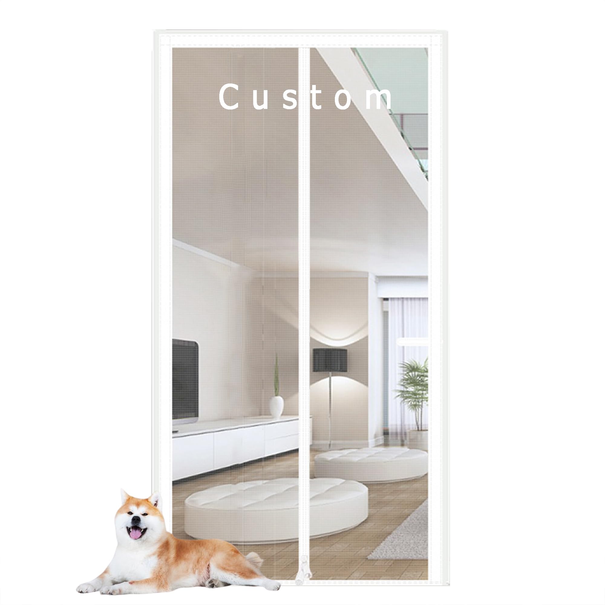 Xieminle Grey Custom Cat Dog Screen Door, Prevent Pet Escape Door Curtains, Fly Screen Door, Cat Resistant Door Mesh Anti-Mosquito Door Mesh, Install Without Drilling (Custom Size)