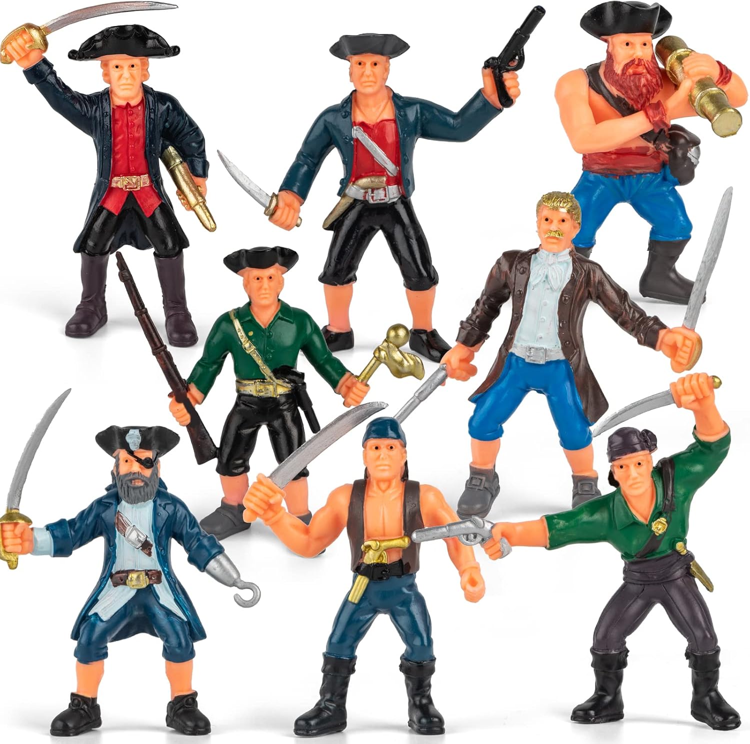 Divwa 8Pcs Pirate Action Figure Set, 3.5’’ Unique Plastic