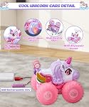 Remote Control Car Unicorn Trucks with Lights and Music,360°Rotating 4WD Stunt RC Cars Toys for Girls, 2.4 GHz, Rechargeable, All Terrain Car Toys Gifts for Girls Age 3-12 (with Storage Bag)