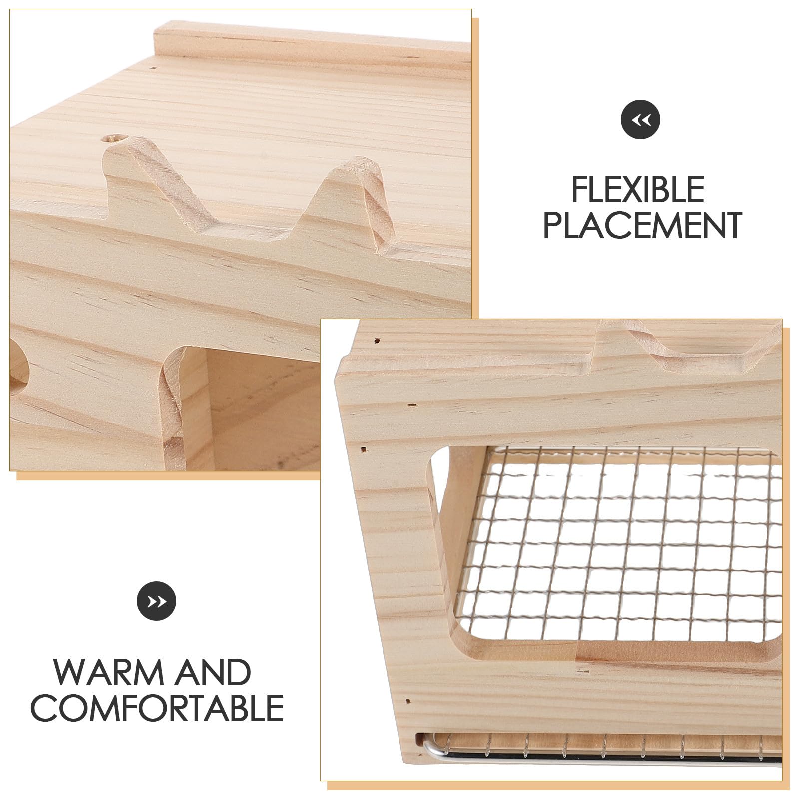 Nido de Pájaro para Periquito de Jaula de Madera con Base Extraíble | Ventilación Interior, Protección Año, Uso en Jaulas de Aves, Formato Compacto y Elegante