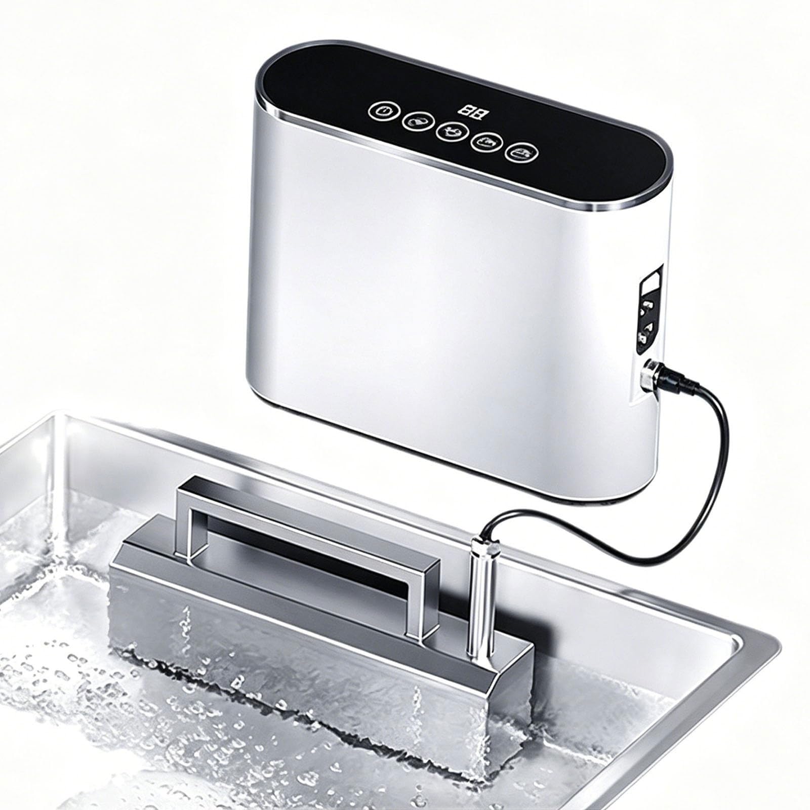 Eiwitany Portable Ultrasonic Sink Cleaner with Touch Panel, 6-18 Mins Timing & Multi Wash Modes for Dishes, Fruits and Seafood