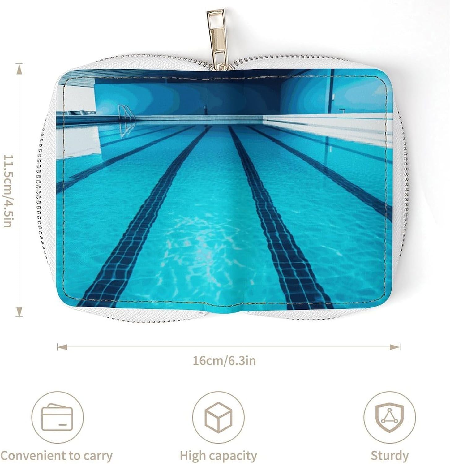 Blue Swimming Pool Card Holder RFID Blocking,Credit Card Wallet for Women And Men,Card Case Organizer Bag with Zipper