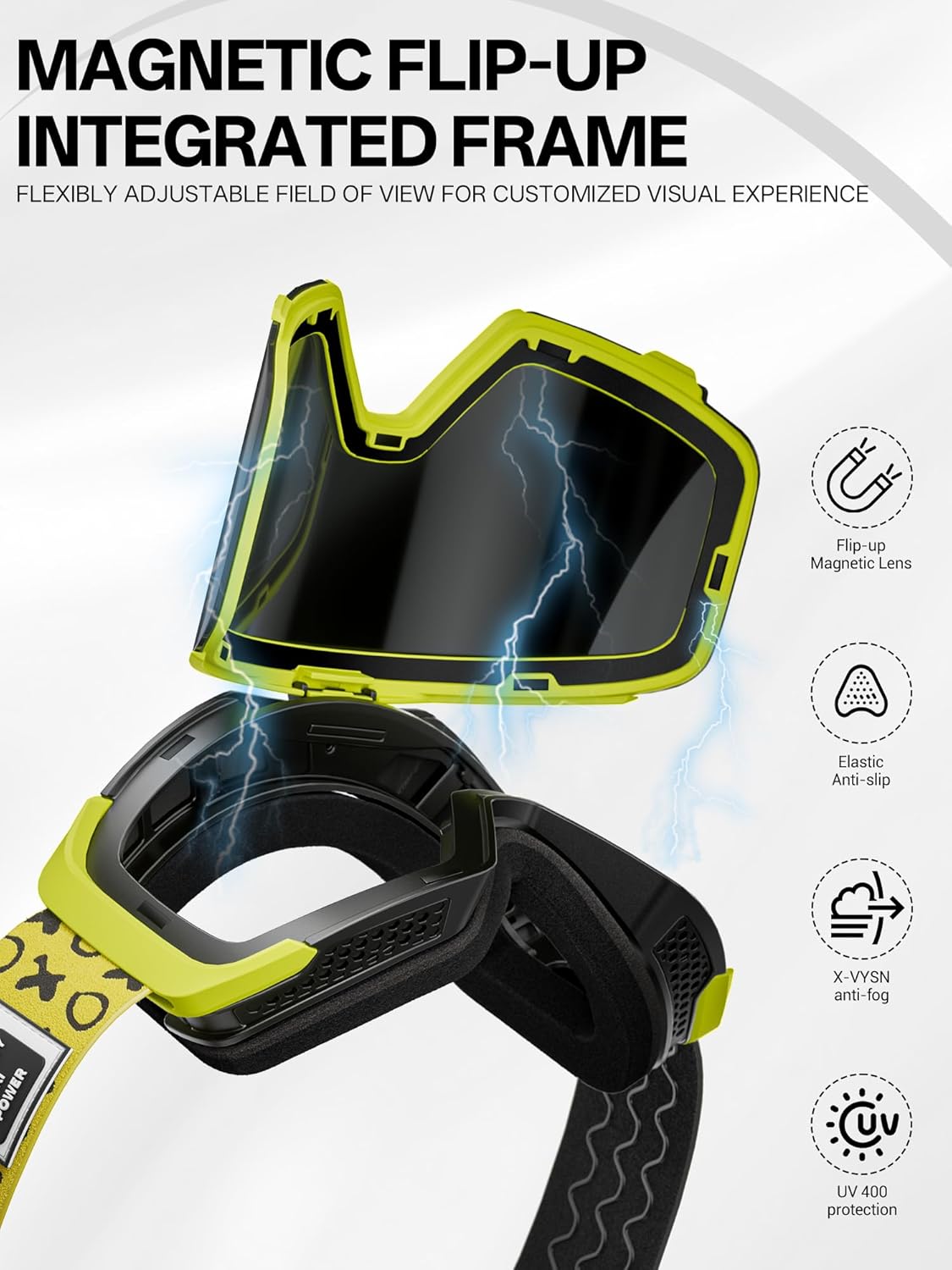 KAPVOE Ski Goggles Photochromic & Color - Anti-fog Magnetic Flip-Up Lens OTG UV400 Protection Helmet Compatible K724 - Image 3