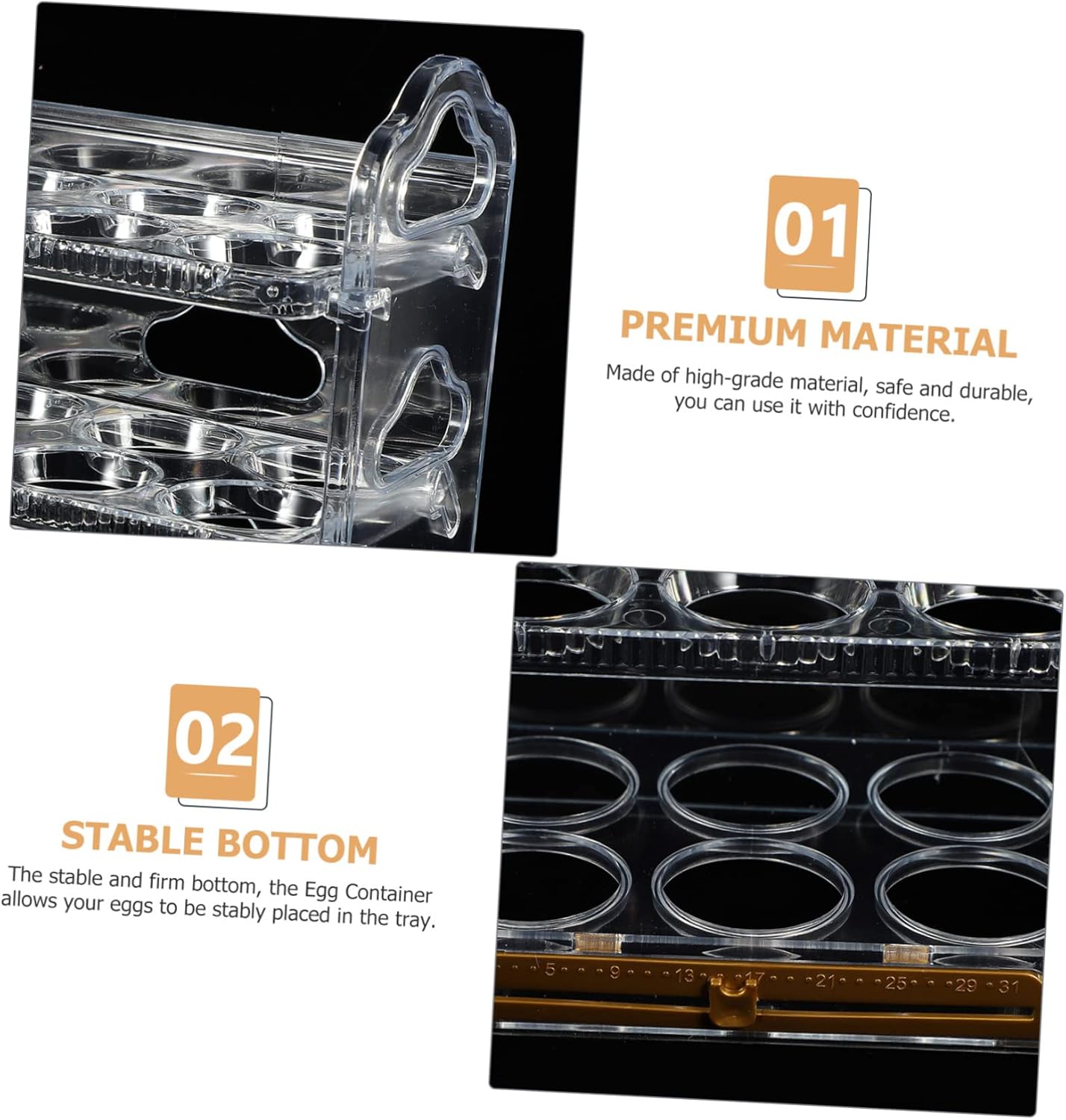 Mipcase Multi-Layer Egg Holder for Refrigerator Space-Saving Plastic Egg Storage Rack Lid for Kitchen and Fridge Use