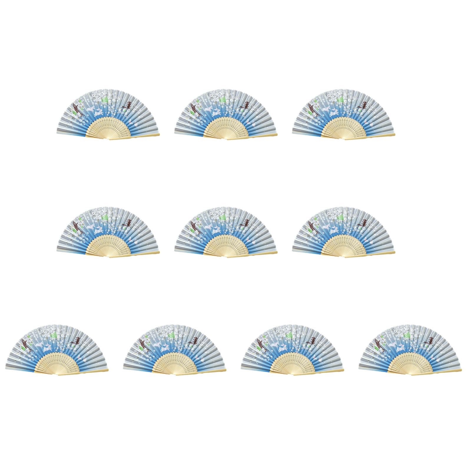 Tsophreniq Of 10 Bamboo Folding Fans Traditional Chinese Handheld Fan with Elegant Carvings for Cooling and Decoration Bamboo Fan