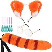 Vista 1 de Juego de accesorios para disfraz de Halloween de mapache, clip para el pelo y gafas color azul y rosa
