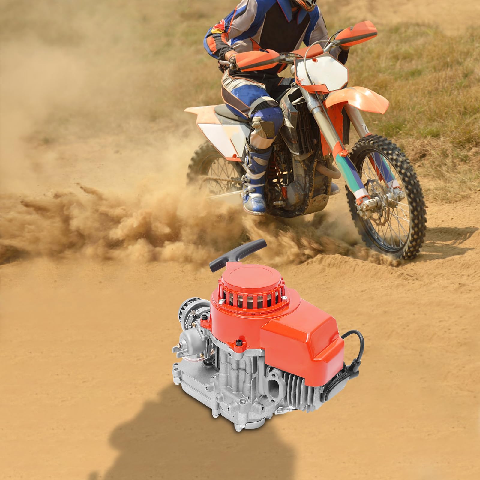 Motor Pocket Bike 49Cc 2 Tiempos, Motor Térmico Mini Moto 1,7 Kw 6000 Tr/Min, Motor Quad Dirt Bike Refrigeración Aire Tanque 1,2 L, Encendido Electrónico, Para Pocket Bike, Mini Motocicleta, Karting