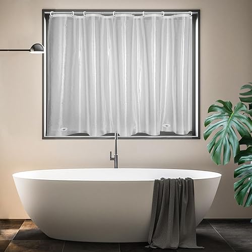 Cortina impermeable para ventana de ducha, cortina de ducha corta de vinilo de plástico con ganchos, cortinas interiores pequeñas para ventana de