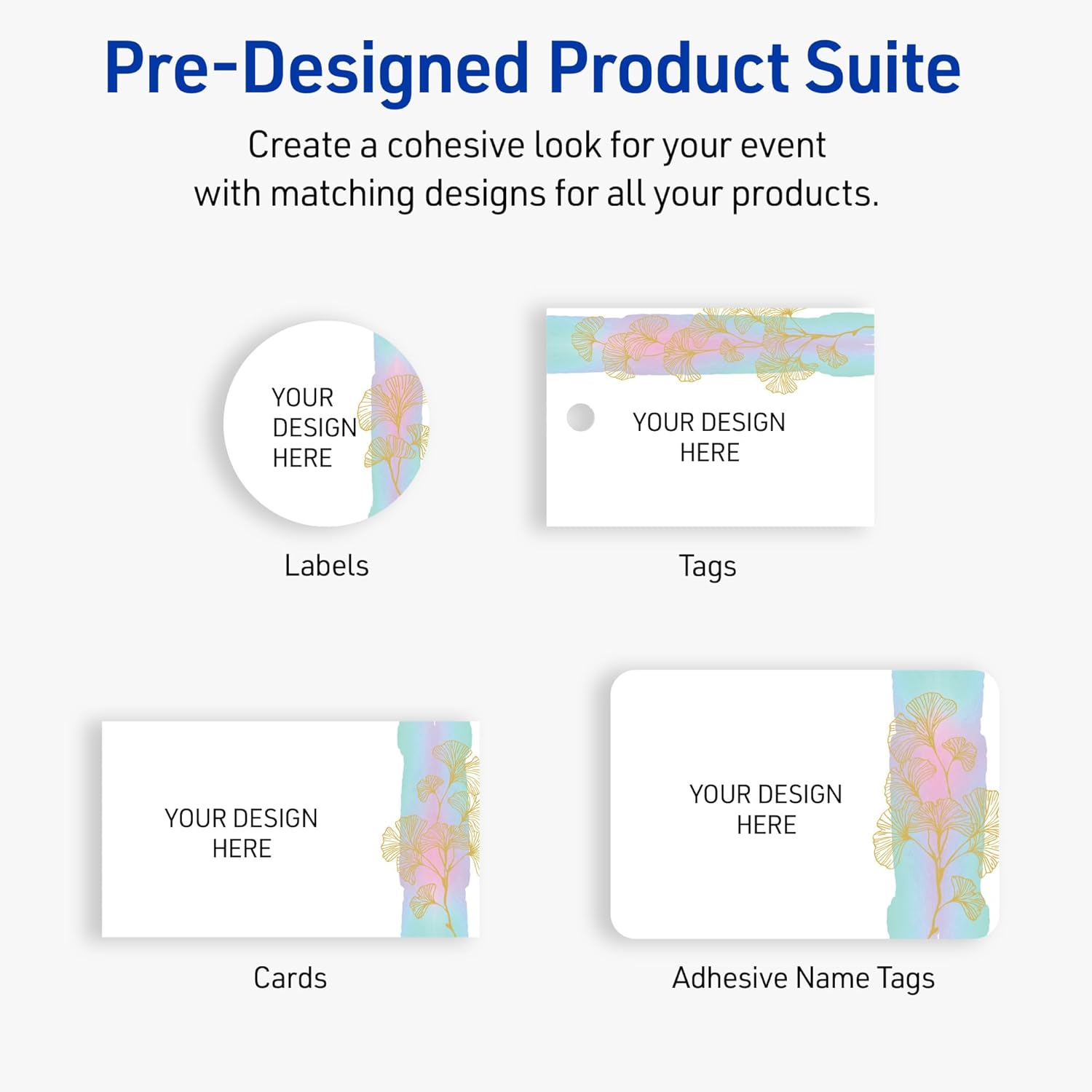 Avery Printable Round Labels with Sure Feed Technology, Pre-Printed Floral Design, Glossy White, 3" Diameter, Laser & Inkjet Compatible, 60 Total, Great for Branding, Marketing, and Events