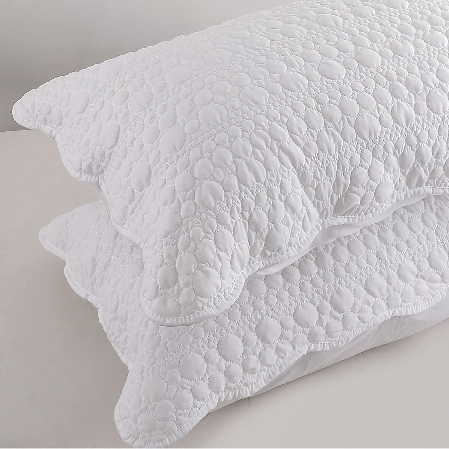 BOSOWOS Standard Size Pillow Shams Set of 2, Ultra Soft Breathable 20 x 26 Inches Quilted Pillow Cases Envelope Closure for Sleeping, Decorative Microfiber Bed Pillowcases Easy Care, White - Image 6