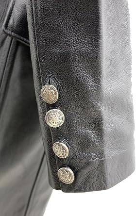 Infinity Leather Men's Long Black German Navy Leather Coat