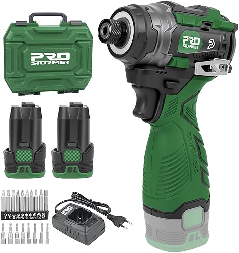Miniatura 9 de Prostormer Juego de taladro inalámbrico y destornillador de impacto, kit de herramientas eléctricas sin escobillas de 17 V incluido taladro de 3/8