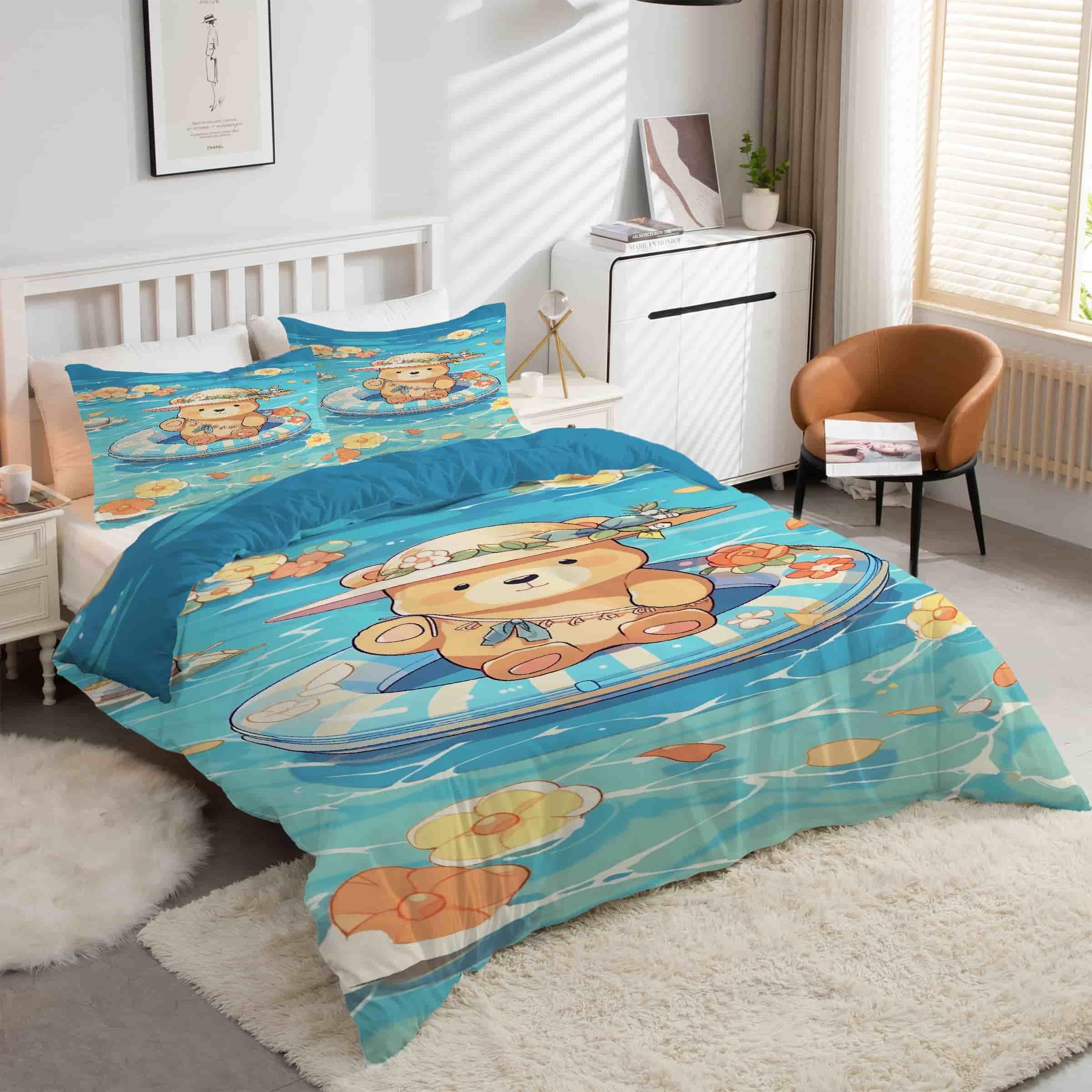 Parure de lit 90x190 zippée pour simplifier le change et protéger la couette