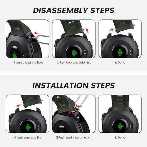 Miniatura 4 de NotoCity Correa de repuesto para Garmin Instinct, silicona suave, compatible con Garmin Instinct 2SolarTactical (camuflaje verde militar)
