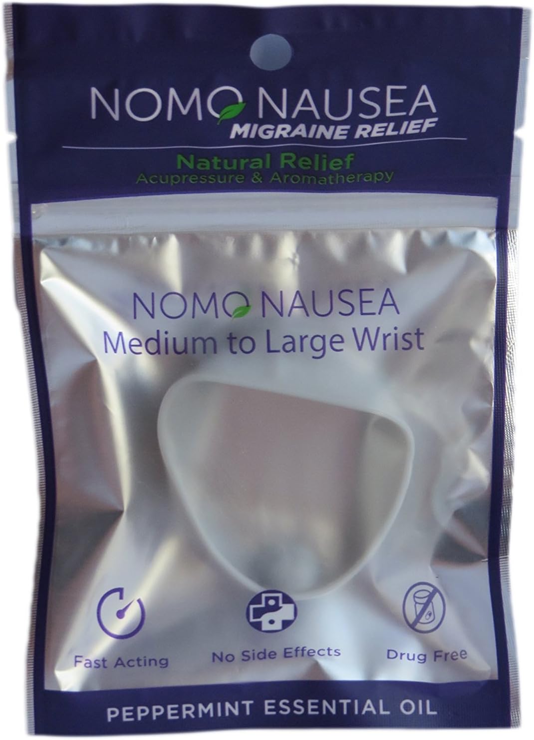 NoMo Nausea Migraine Large Gray Aromatherapy Anti-MIgraine Band with Acupressure