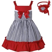 Girls Vintage Red Summer Striped Sleeveless Casual Clothing Teens Toddler Sweet Fashion Midi Dresses