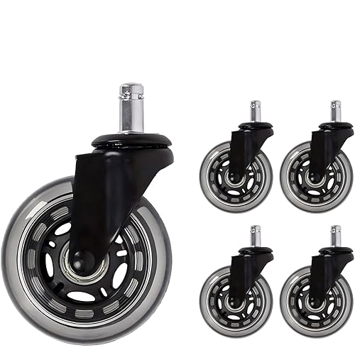 Ruedas universales de repuesto para silla de computadora de oficina de 3 pulgadas para suelos de madera dura y alfombras, ruedas multifuncionales