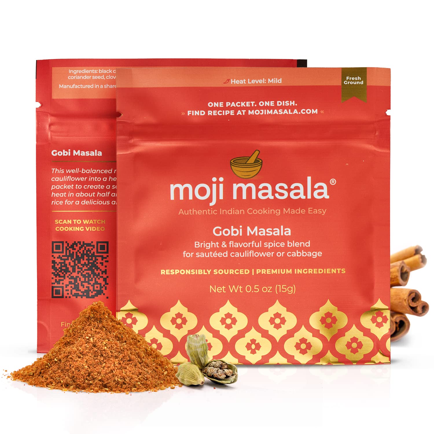 Moji MasalaIndian Spice Kits – Gobi Masala Spice Blends - Spice Mix for Authentic Indian Food at Home – Vegan Seasoning Sets – 2-Packs Serve 8-10
