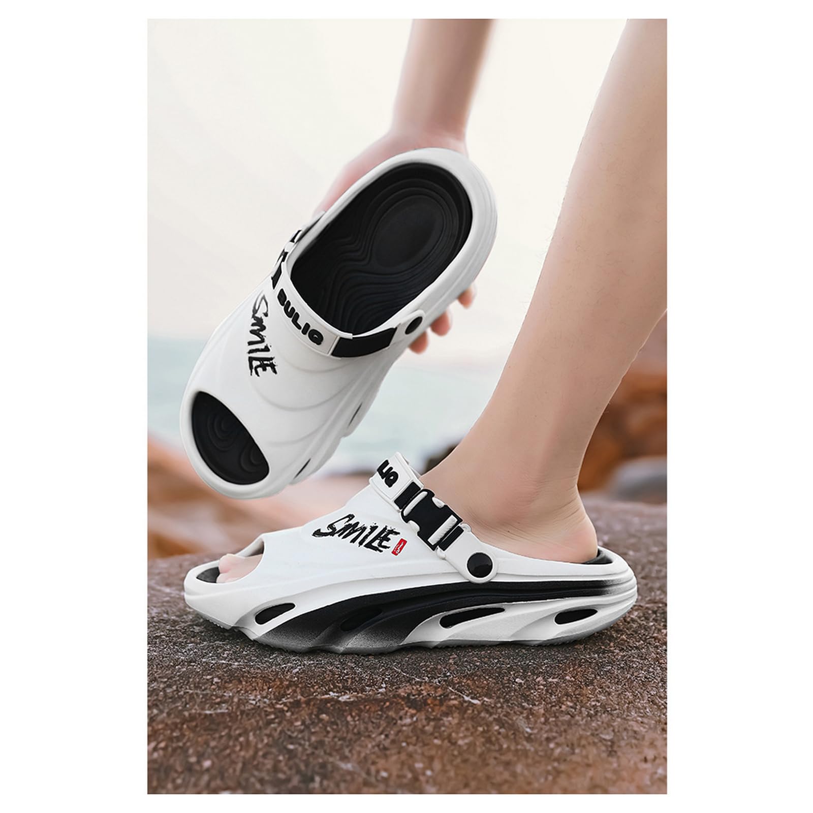 Ciabatte Uomo Donna Estive Infradito con Suola Spessa per Sandali da Spiaggia Estivi Antiscivolo Durevole Uso Esterno E Balneare-Grigio Nero-42-43