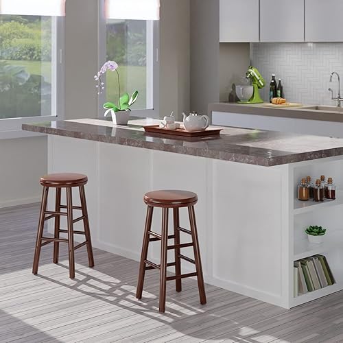 Miniatura 8 de Winsome Shelby - Taburetes giratorios de 2 piezas, 25 pulgadas, nogal, madera maciza