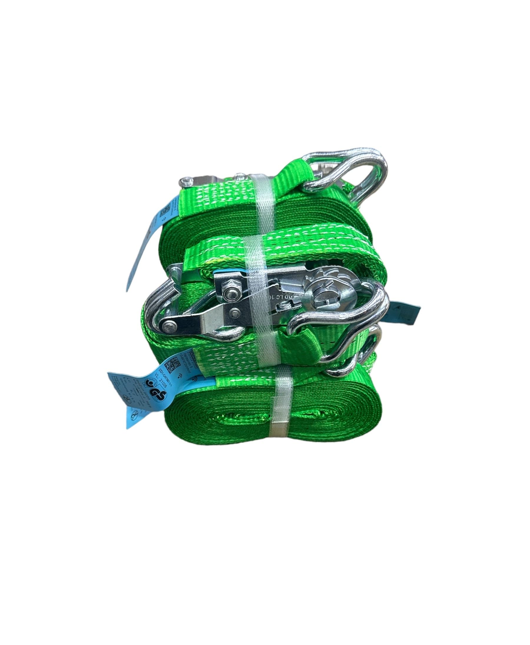 4X2000KG 6 Metri Set di Cinghie a Cricchetto con Gancio, Verde, per Applicazioni di Sollevamento e Fissaggio Larghezza 35mm