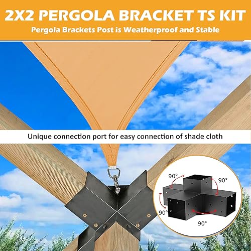 Miniatura 5 de Kit de herrajes para pérgola para exteriores, soportes para pérgola de 4 x 4, kit modular moderno de madera elevada, incluye 2 hombros de soporte, 2