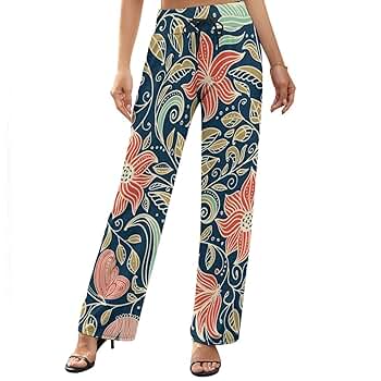 Vintage Flower Vine Women's High Waist Print Wide Leg Pants