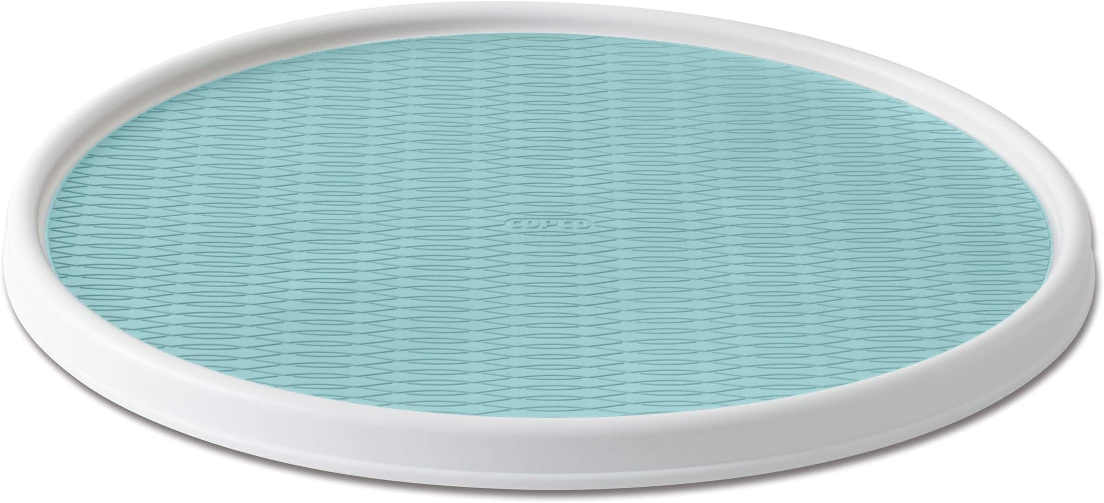 Copco Non-Skid Pantry Cabinet Lazy Susan Turntable, 18-Inch, White/Aqua