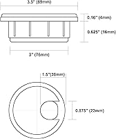 Vista 3 de 5 Pack Rok Hardware 3" (76mm) Black Round Computer Desk Table Port Wire Cable Cord Organizer Hole Cover Grommet, ROKRG3BLK
