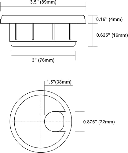 Miniatura 3 de Rok Hardware - Paquete de 2 cables redondos negros de 3 pulgadas (2.992 in), color negro, para mesa de escritorio, organizador de cables de alambre,