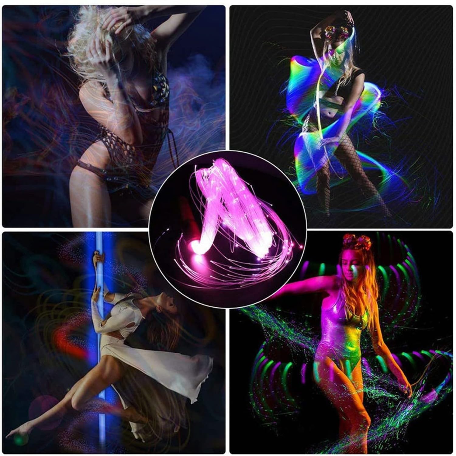LED Peitsche, LED Glasfaser Weltraumpeitsche, Leuchtende Peitsche, Led Lichtpeitsche Mit 7 Farben Und 4 Leuchtmodi Für Tanzen Lichtshows Karneval Partys Musikfestival,Bar-Cheer-Requisiten